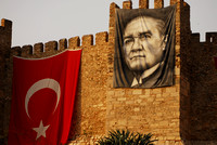 Selcuk castle and Mustafa Ataturk - hero of the nation.