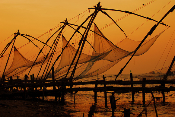 Fishing nets sunset