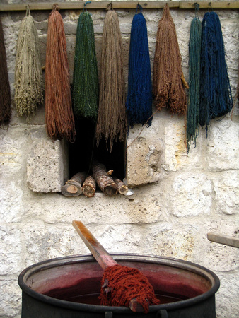 Materials out to dry after dying.